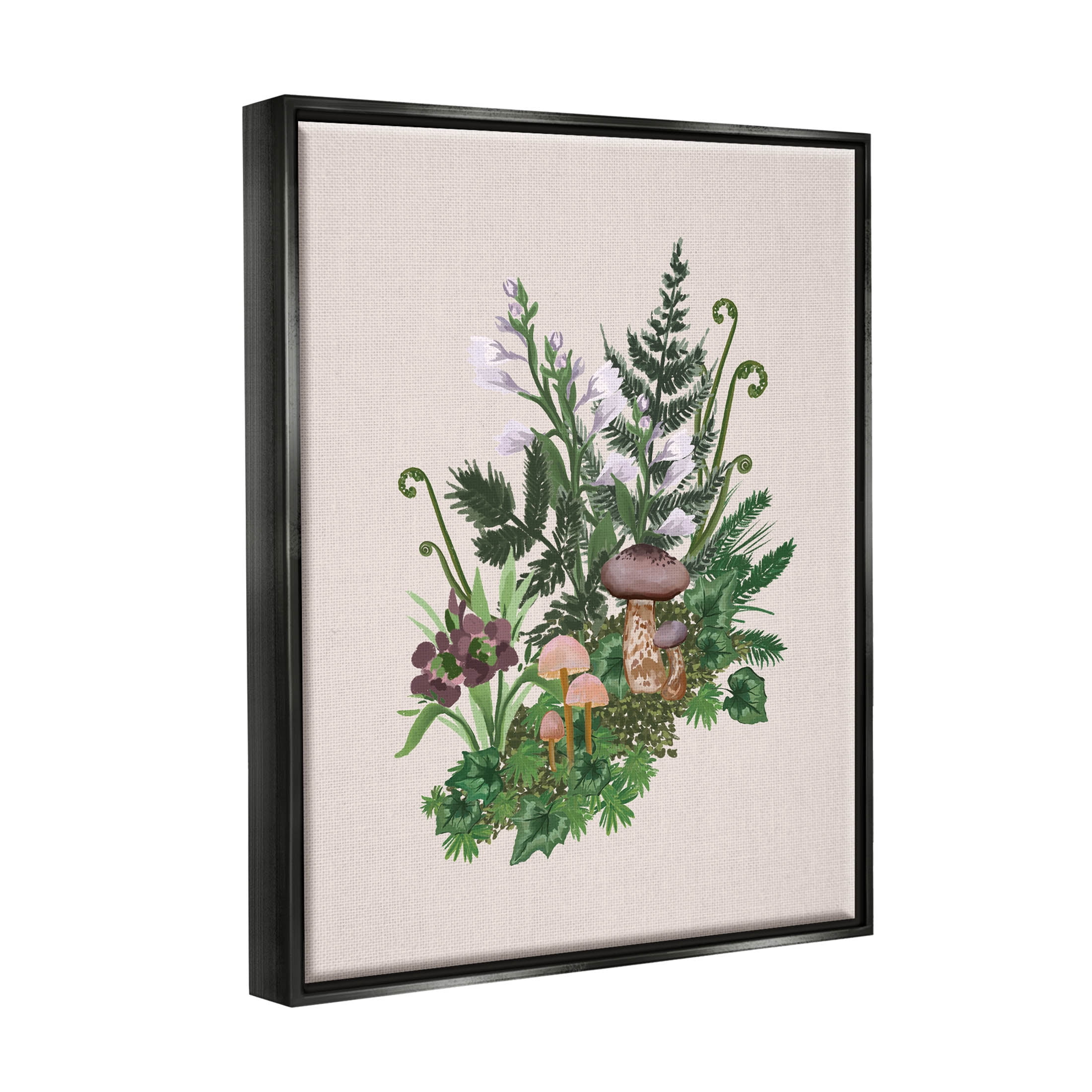 Woodland Botanical Sprouting Ferns Botanical & Floral Graphic Art Jet Black Framed Art Print Wall Art