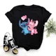 thumbnail image 3 of Camisetas de algodón para niños con dibujos animados de Lilo y Stitch de Disney, camisetas de verano, camisetas negras con cuello redondo y Stitch Ohana, camisetas para bebés, ropa para niños y niñas, 3 of 5