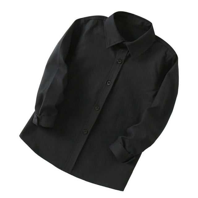 QIPOPIQ Clearance Boys Clothes Long Sleeve Blouse Solid Color School Uniform Shirt
