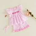 thumbnail image 5 of Xyant Toddler Baby Girl Clothes Knit Floral Fly Sleeve Tops Shorts Cute Summer Spring Outfits Infant Baby Girl Clothing Set (Pink,18-24 Months), 5 of 5