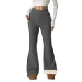 thumbnail image 2 of Women's Fleece Lined Thermal Pants, Winter Warm High Waisted Flare Leggings with Pockets, Soft Comfortable Yoga Pants for Lounging and Outdoor Activities Dark Gray, 2 of 8