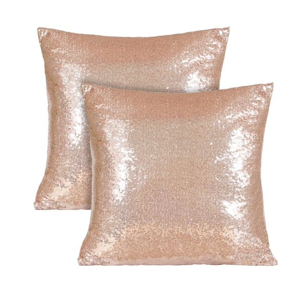 Fundas de almohada Poise3eHome con lentejuelas doradas rosas, 50 x 50 cm, 2 unidades