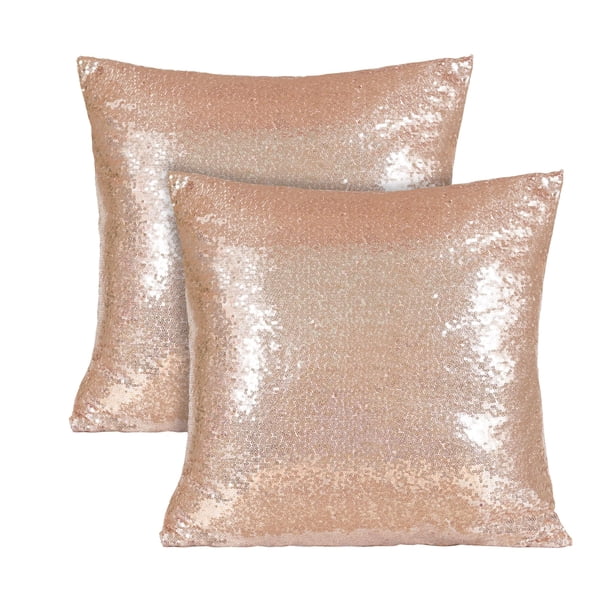 Fundas de almohada Poise3eHome con lentejuelas doradas rosas, 50 x 50 cm, 2 unidades