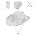 thumbnail image 6 of EHJRE Cowboy Hat Costume Accessories with Chin Strap Casual Comfortable Sun Protection White, 6 of 9