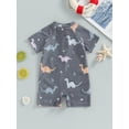 thumbnail image 6 of Toddler Baby Boy Dinosaur Swimsuit 6 12 18 Months 2T 3T Half Zip Up Short Sleeve Rash Guard Infant Beachwear Bathing Suit, 6 of 8