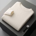 thumbnail image 1 of Suéter de cachemira de otoño e invierno para hombre, suéter grueso de color sólido con cuello redondo, artículos casuales sueltos, suéter de lana, 1 of 6