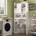 thumbnail image 4 of Aiho 66" H Over the Toilet Storage Cabinet with 2 Doors & Adjustable Shlef, Bathroom Organizer Above Toilet, Space Saver for Bathroom, Laundry, White, 4 of 10