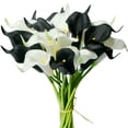 thumbnail image 1 of Flores artificiales Mandy's PU en blanco y negro Calla Lily, 1 of 9