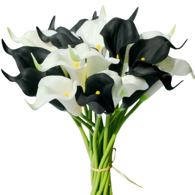 Flores artificiales Mandy's PU en blanco y negro Calla Lily