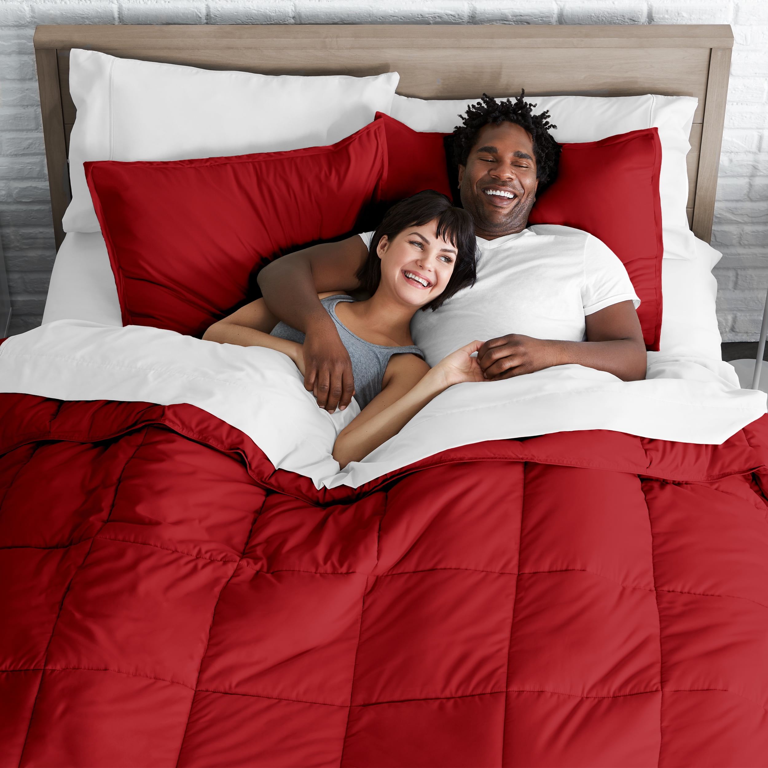 Bare Home Ultra-Soft Goose Down Alternative Comforter Set, King/Cal King, Red
