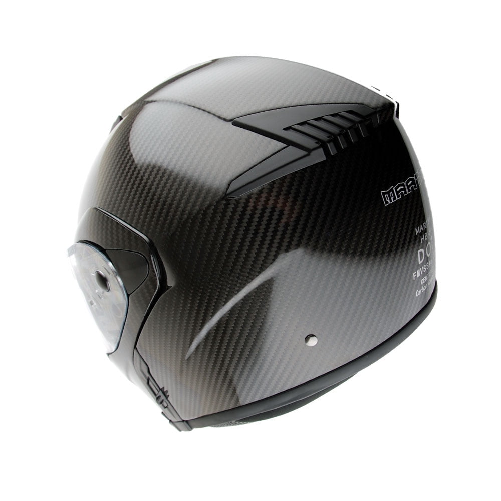Martian Genuine Real Carbon Fiber Motorcycle Modular Flip up Full Face Helmet HB-B1 Glossy Carbon Black, DOT Approved