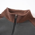 thumbnail image 6 of KHONTS Men's Quarter Sweatshirt Zip Quilted Long Sleeve Tee Stand Collar Color Block Pullover Tops Brown XL, 6 of 9
