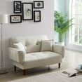 thumbnail image 2 of Canddidliike Convertible Upholstery Loveseat Modern Futon Sofa Bed w/Adjustable Angle in Beige, 2 of 8