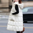 thumbnail image 4 of IROINNID Women's Hooded Winter Jacket Coat Solid Color Long Sleeve Warm Winter Keep Warm Top Outerwear Thickening Coat Vest Above Knee , White, 4 of 6