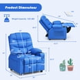 thumbnail image 7 of Infans Kids Youth Recliner Chair PU Leather w/Cup Holders & Side Pockets Blue, 7 of 7