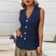 thumbnail image 1 of TaTaai Women Solid Color Tank Top Pocket Button Cardigan V Neck Sleeveless Casual Fashion Breathable Non See-through Machine Washable No Fading Versatile Daily Wear Vest Gift, 1 of 8