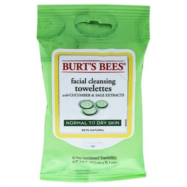 Facial Cleansing Towelettes - Cucumber and Sage by Burts Bees for Unisex - 10 Pc Towelettes