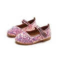thumbnail image 5 of WERYOUNG Girls Sandals Summer New Fashion Cute Sequins Flat Sole Princess Shoes Toddler Sweet Wedding School Sandal,Pink,2-2.5 Years, 5 of 8