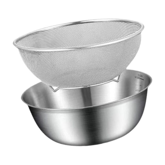 Colador de Acero Inoxidable para Cocina con Lavador de Arroz y Filtro de Mezcla Ideal para Lavar Frutas Verduras Pasta y Cereales Adecuado para