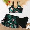 thumbnail image 5 of BXSRUTA Girls 6-14 Medium to Large Floral Print 3 Piece Bikini Swimsuit Set Tankini Top with Skirt Bottom Summer Beach Wear, 5 of 6