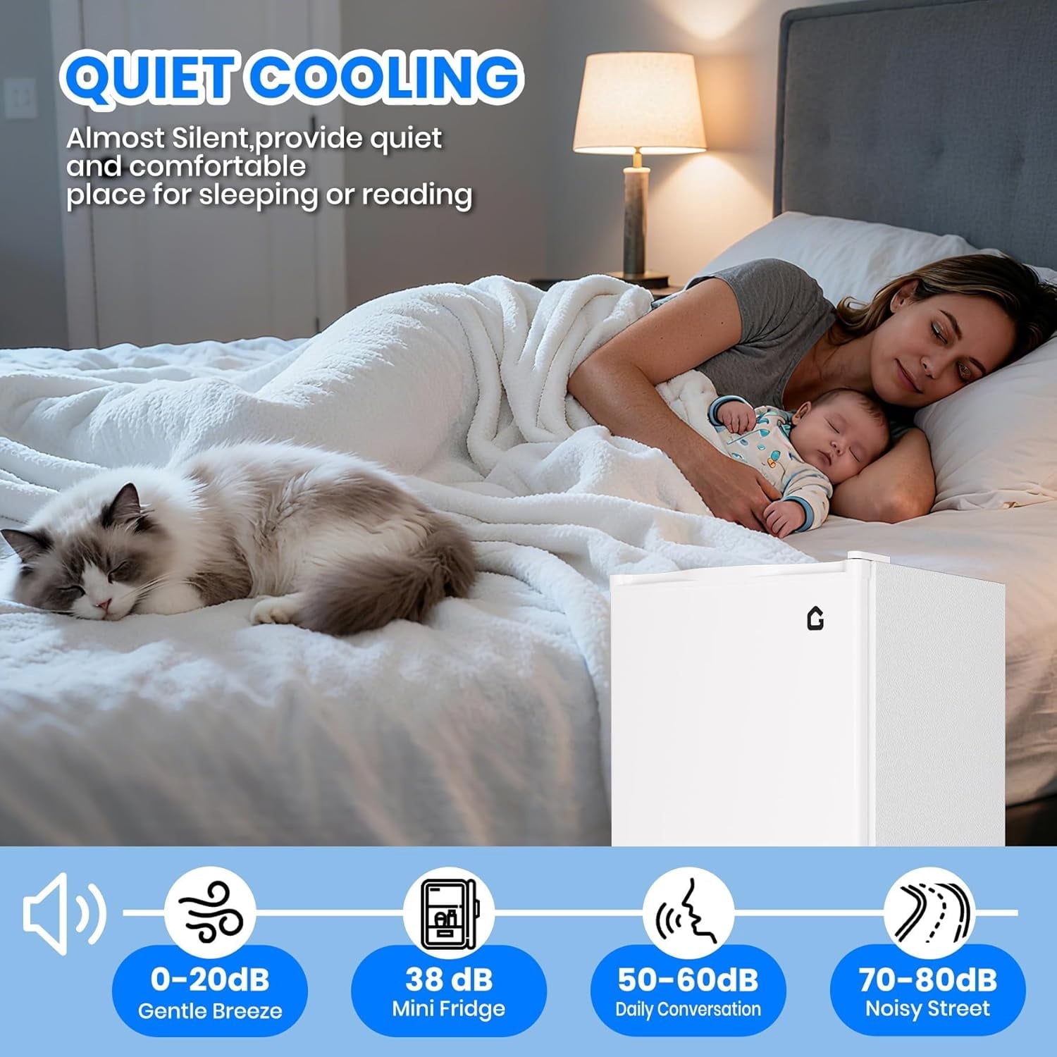 Senfot Compact Metal Household Refrigerator, Mini Fridge for Home Dorm Apartment Office Small Space Cooling White 4.5cu.ft