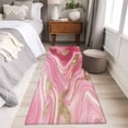 thumbnail image 4 of 2'x6' Rug Runners for Hallways Kitchen, Marble Pink Non Slip Entryway Beside Floor Carpet Runner, Abstract Artwork Luxury Golden Modern Washable Laundry Room Bedroom Throw Rugs Mat for Family Pet, 4 of 8