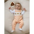 thumbnail image 4 of Newborn Baby Boy Girl My First Halloween Thanksgiving Outfit Long Sleeve Turkey Pumpkin Romper Suspender Pants Hat Fall Winter Clothes, 4 of 9
