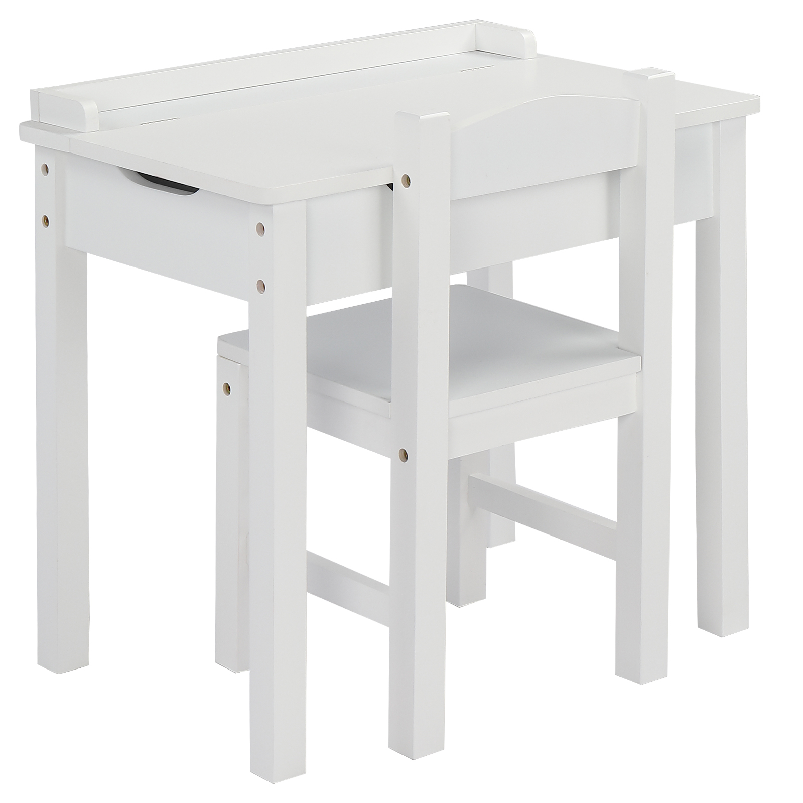 Flip Top Kids Table and Chair Set, White P2-Grade MDF Activity Desk with Storage Compartment, Ergonomic Study Play Set for Bedroom Playroom Age 3+