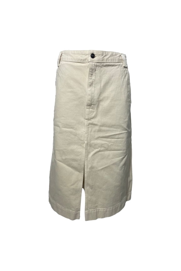 Pre-Owned Khaite Charlene Denim Midi Skirt in Cream Cotton