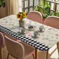 thumbnail image 3 of Easter Table Cloths for 6 Foot Rectangle Tables, Spring Farmhouse Retro Bunny Eggs Flower Black Plaid Patio Waterproof Elastic Fitted Tablecloths, Washable Rectangular Table Cover for Camping, 3 of 8