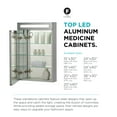 thumbnail image 5 of Bathroom Medicine Cabinet, Aluminum, Recessed/Surface Mount, 20" x 30", Left Hinged, Mirrored Interior w/LED, 5 of 14