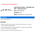 thumbnail image 2 of Intake Plenum Gasket - Compatible with 2007 - 2009 Honda CR-V 2008, 2 of 2