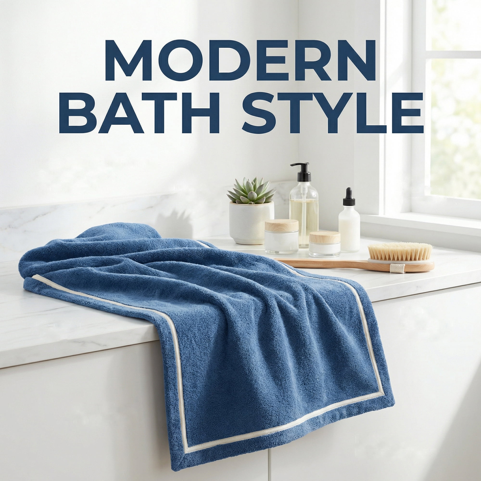 Unique Bargains Ultra Soft Absorbent Coral Fleece Towel 2 Pack Dark Blue 63"x31"