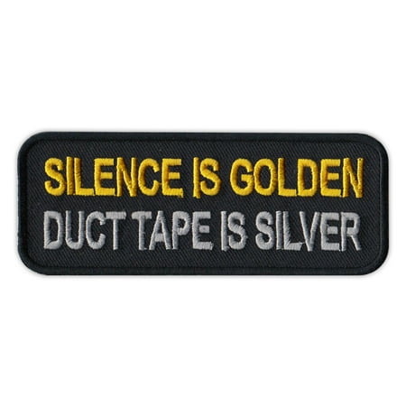Good Motorcycle Jackets Motorcycle Jacket Embroidered Patch - Silence Golden, Duct Tape Silver - Funny - 4