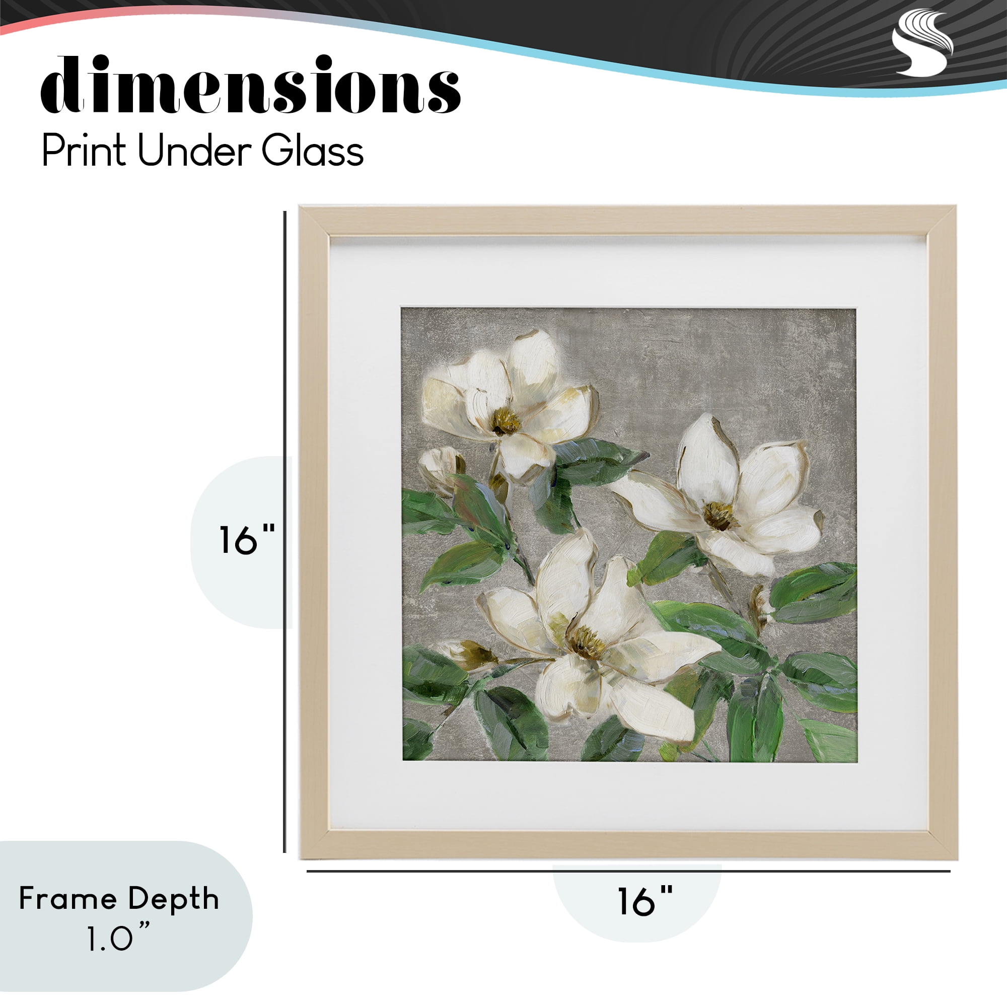 Stupell Industries Ivory Magnolias on Grey Birch Framed Print Under Glass, design by Sally Swatland