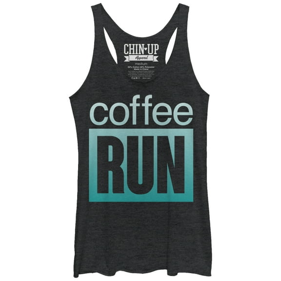 Women's CHIN UP On a Coffee Run  Racerback Tank Top Black Heather Medium