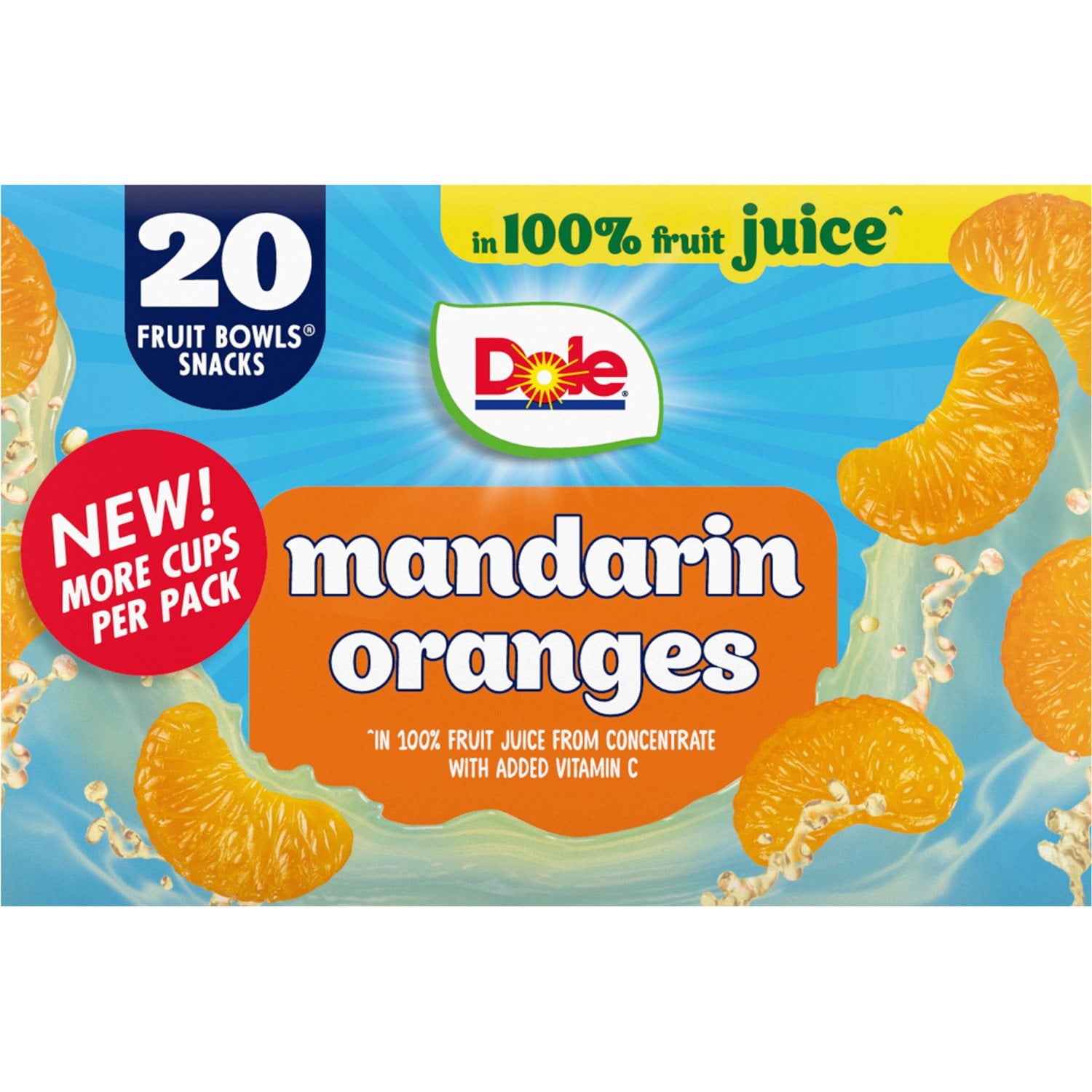 Dole Mandarins in Juice Fruit Cups, 4 oz., 20 ct. With White Bowl By OMA