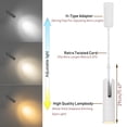 thumbnail image 4 of FSLiving 7W LED Spot Light J-Type Track Lighting with Remote Control,Modern Design Adjustable Wire Length(3.2Ft) & Angle for Home Office Loft Entryway(No Track) - 1 Pack (White), 4 of 7