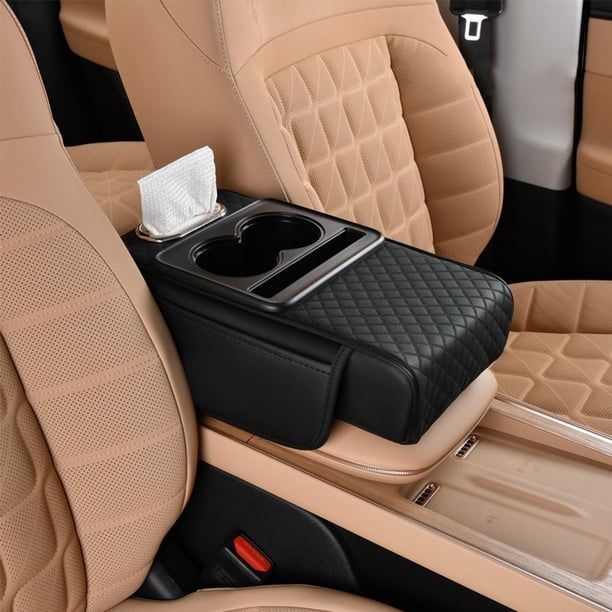 Wartleves Cojín para reposabrazos de coche, consola central, caja de almacenamiento, portavasos para asiento trasero