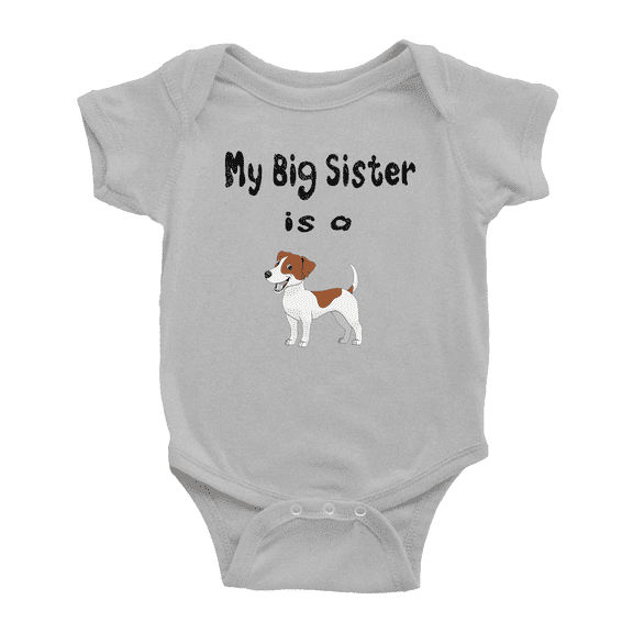 My Big Sister Is A Jack Russell Terrier Dog Funny Newborn Clothes Boy Girl Unisex