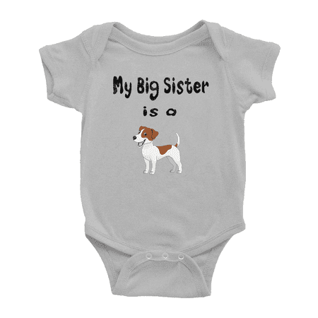 

My Big Sister Is A Jack Russell Terrier Dog Funny Newborn Clothes Boy Girl Unisex