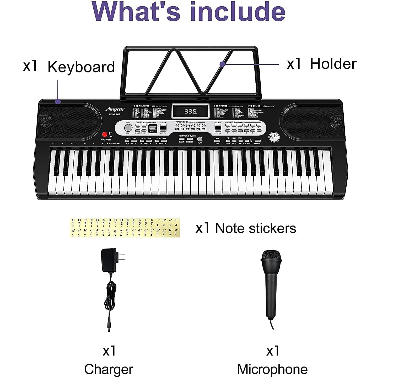 Kselythan 61-Key Portable Keyboard (BST8602),Portable Electric Piano,Digital Piano Keyboard,with Full Size Keys, Music Stand,MIDI, Piano Bag,for Beginners, Teens, Adults,Black