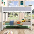 thumbnail image 2 of Upholstered Bunk Bed Twin Over Twin, Sturdy Metal Bunk Beds Twin Over Twin Size, Heavy Duty Bunk Beds for Kids, Bed Frame with Flat Ladder, Metal Support Slat, Safety Guardrail, 2 of 13