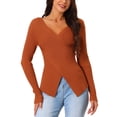 thumbnail image 1 of SUÉTER CASUAL DE MANGA LARGA EN V CON ENVOLTURA PARA MUJERES INSPIRAR CHIC OTOÑO INVIERNO TAMAÑO S ROJO LADRILLO, 1 of 6