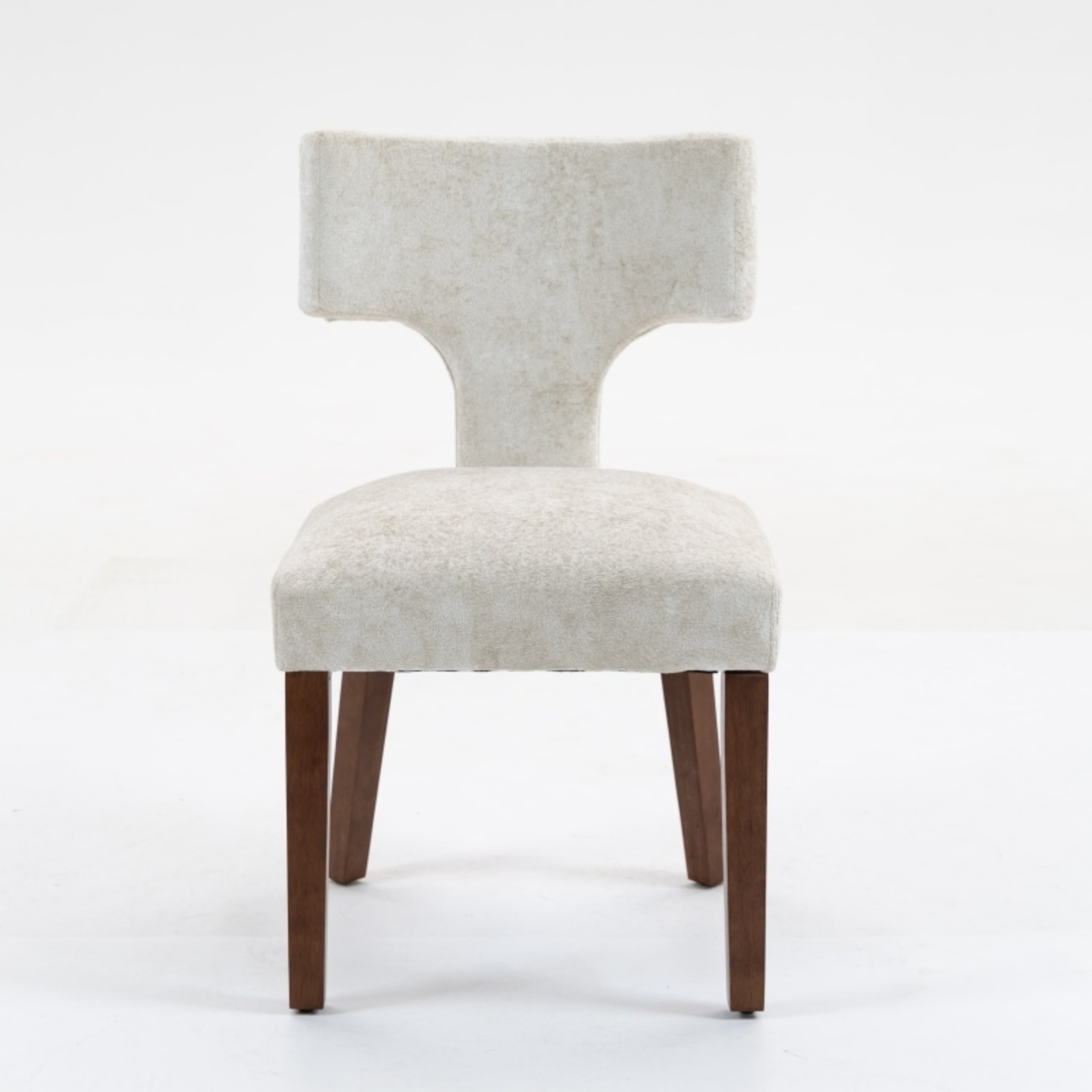 Noble House Mid-Century Fabric Upholstered Dining Chairs, Solid Wood Frame, Set of 2, Beige