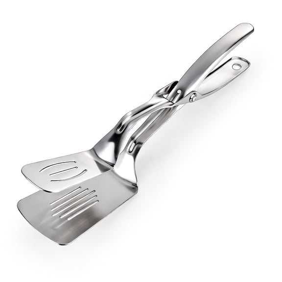 Sekonow Stainless Steel Spatula Tongs, Labour-Saving Lever Kitchen Tongs for Cooking, 11.8in/30cm Metal Grill Clamp Double Spatula Flipper for Flipping Meat Steak Egg BBQ Food