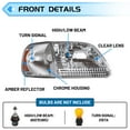 thumbnail image 4 of For 1997-2003 Ford F-150/2004 Ford F-150 Heritage/1997-1999 Ford F-250 LightDuty/1997-2002 Ford Expedition Chrome Headlight+Amber Corner Signal Lamp Set, 4 of 11