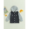 thumbnail image 2 of Bagilaanoe Toddler Baby Boy Corduroy Hooded Jacket Contrast Color Long Sleeve Shacket Coat with Pockets 6M 12M 18M 24M 3T 4T Kids Casual Outwear, 2 of 8