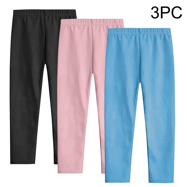 Odeerbi 3-12 Años Niñas 3 Pcs Leggings Medias Elásticas Pantalones Recortados Suavidad Cómoda Medias Respirables