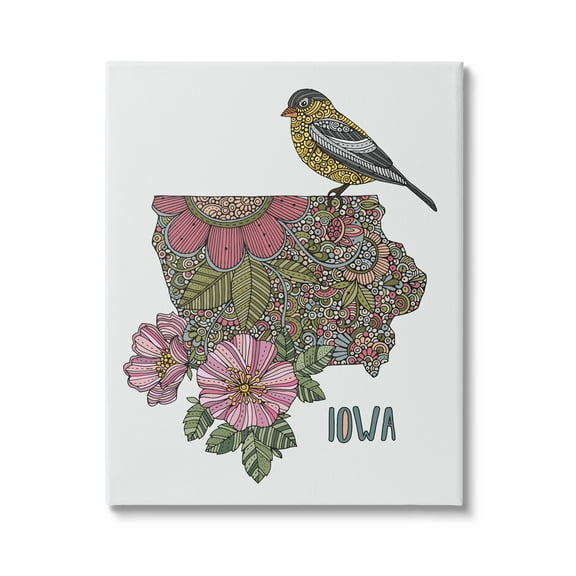 Stupell Industries Iowa Mandala Pattern State Graphic Art Gallery Wrapped Canvas Print Wall Art, Design by Valentina Harper